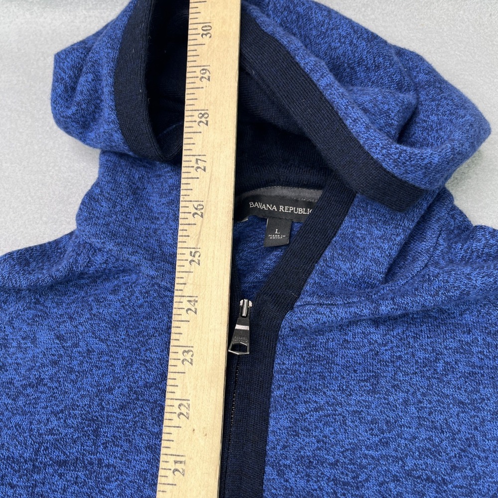 Banana Republic Mens Blue Marled Full Zip Knit Hoodie Sweater Size Large - Picture 11 of 15